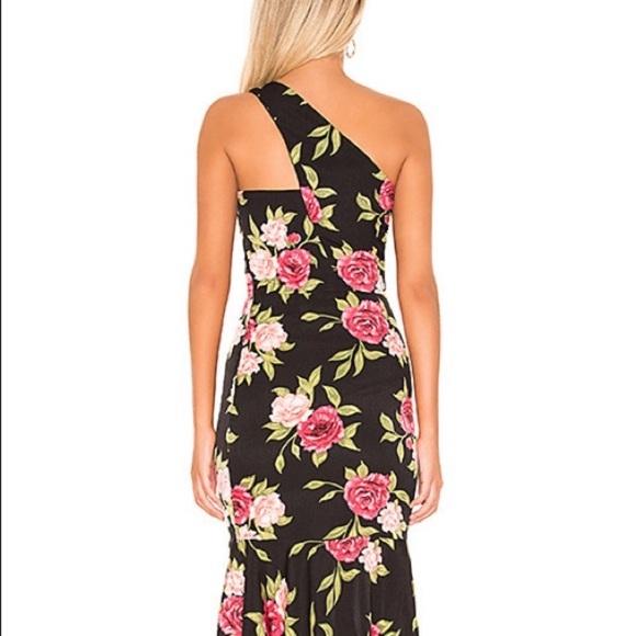 Superdown Black Floral One Shoulder Midi Dress - Picture 2 of 2